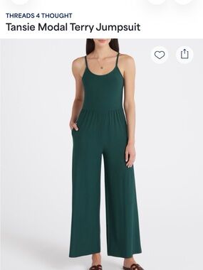 Threads 4 Thought Deep Green Wide‑Leg Modal Terry Jumpsuit